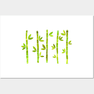 Watercolor Bamboo Pattern - Lime Green Posters and Art